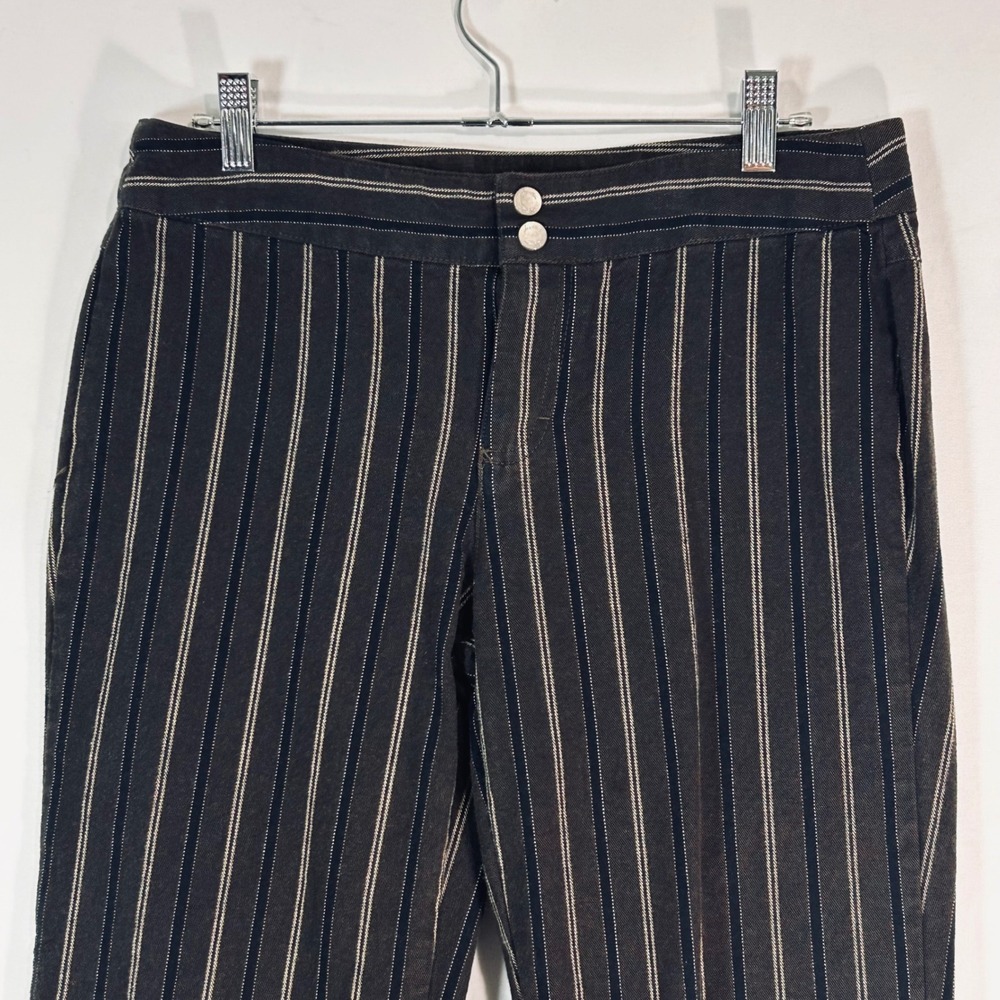 ie relaxed Womens Pinstripe Cropped Pants Brown Straight‎ Leg Size 12 - Picture 2 of 10